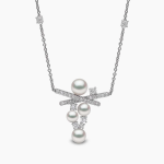 Yoko London - Sleek Freshwater Pearl & Diamond Necklace in White Gold